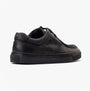 Base London DALSTON Mens Shoes Black side view showcasing comfortable moccasin style with leather upper and rubber sole.