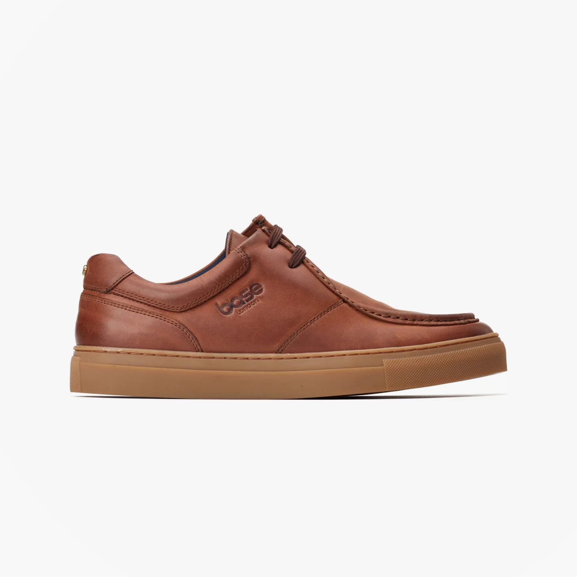 Base London DALSTON Mens Shoes Brown side view showing leather upper, lace-up closure, and rubber sole.