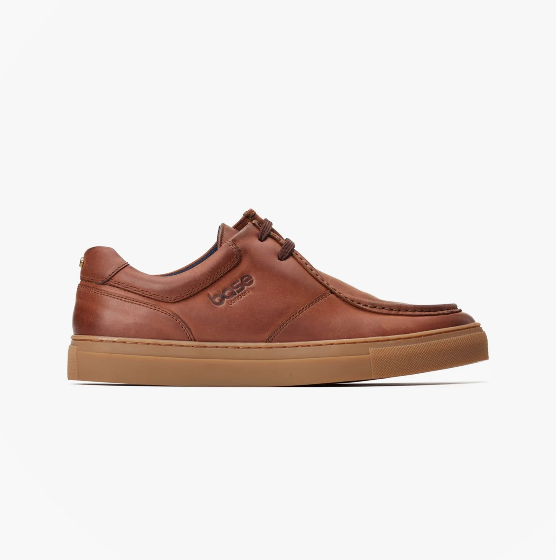 Base London DALSTON Mens Shoes Brown side view showing leather upper, lace-up closure, and rubber sole.