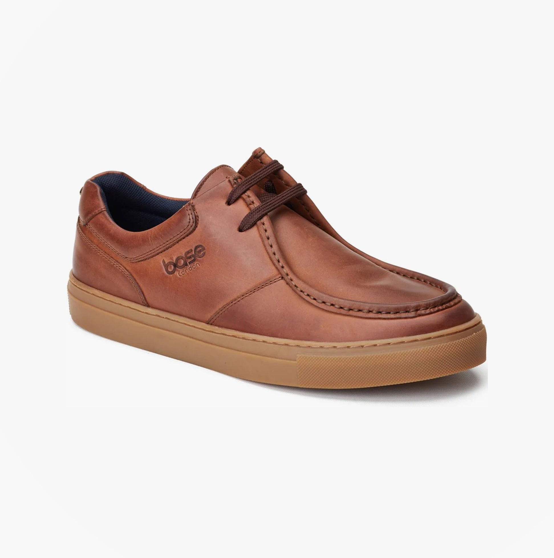 Base London DALSTON Mens Shoes Brown side view showing leather upper and rubber sole with lace-up closure.