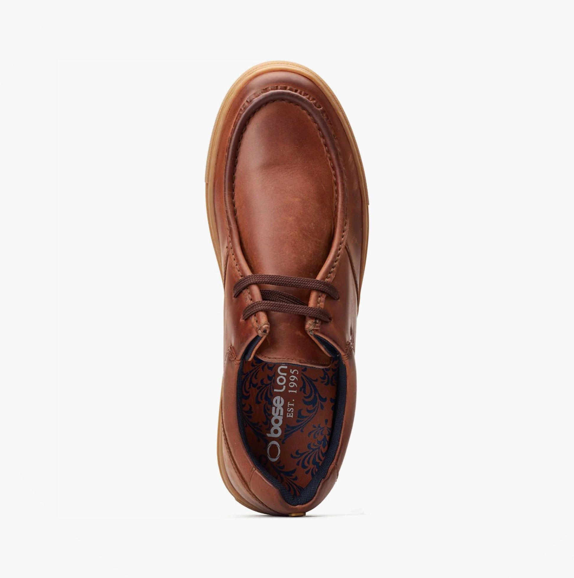 Base London DALSTON Mens Shoes Brown top view showing lace-up design and leather upper.