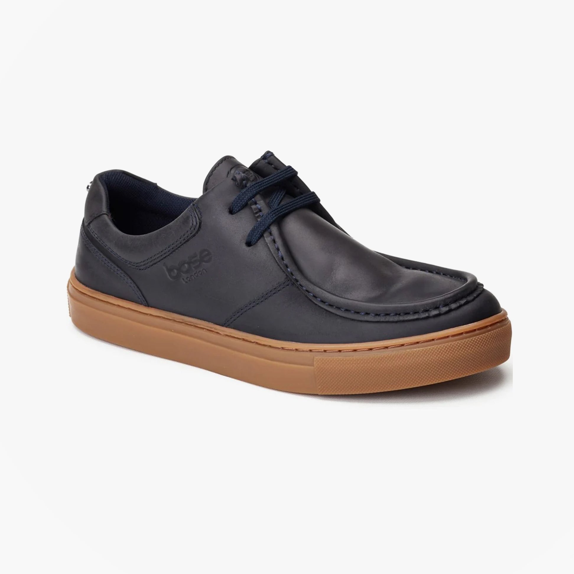Base London DALSTON Mens Shoes Navy side view showing leather upper and rubber sole.