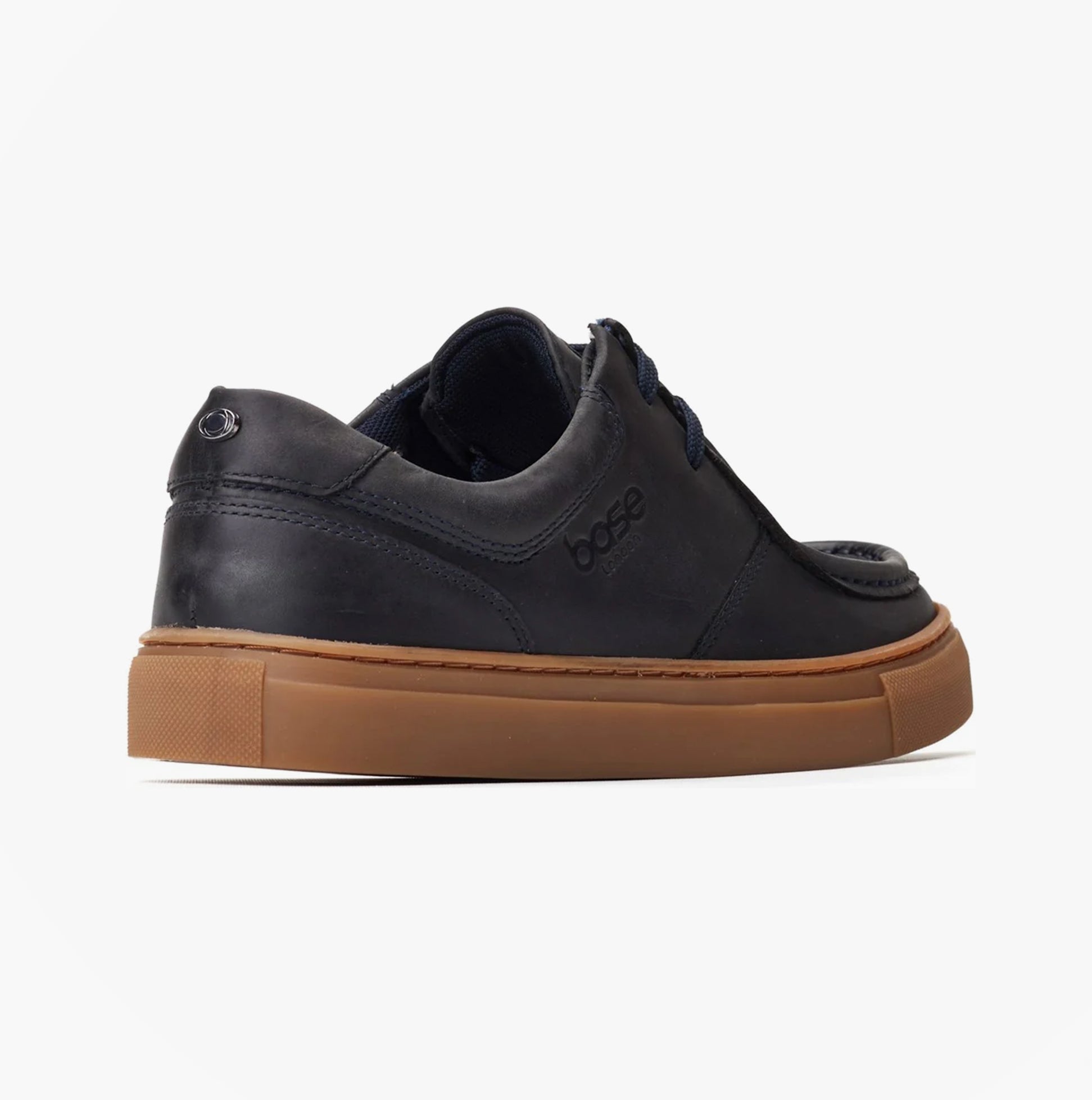 Base London DALSTON Mens Shoes Navy side view showcasing leather upper and rubber sole.
