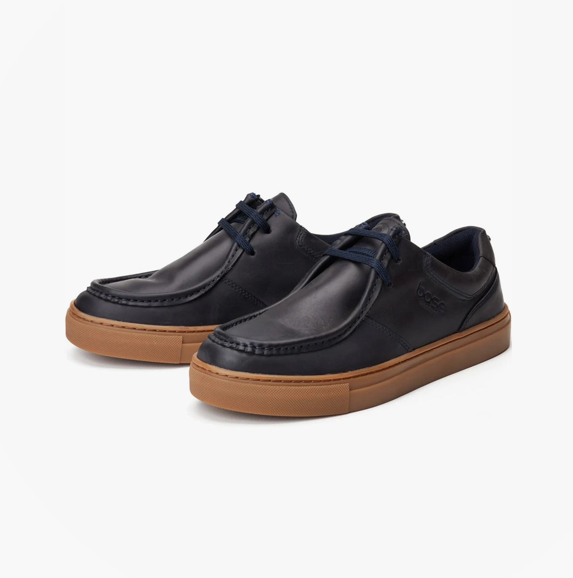 Base London DALSTON Mens Shoes Navy side view showing leather upper and rubber sole