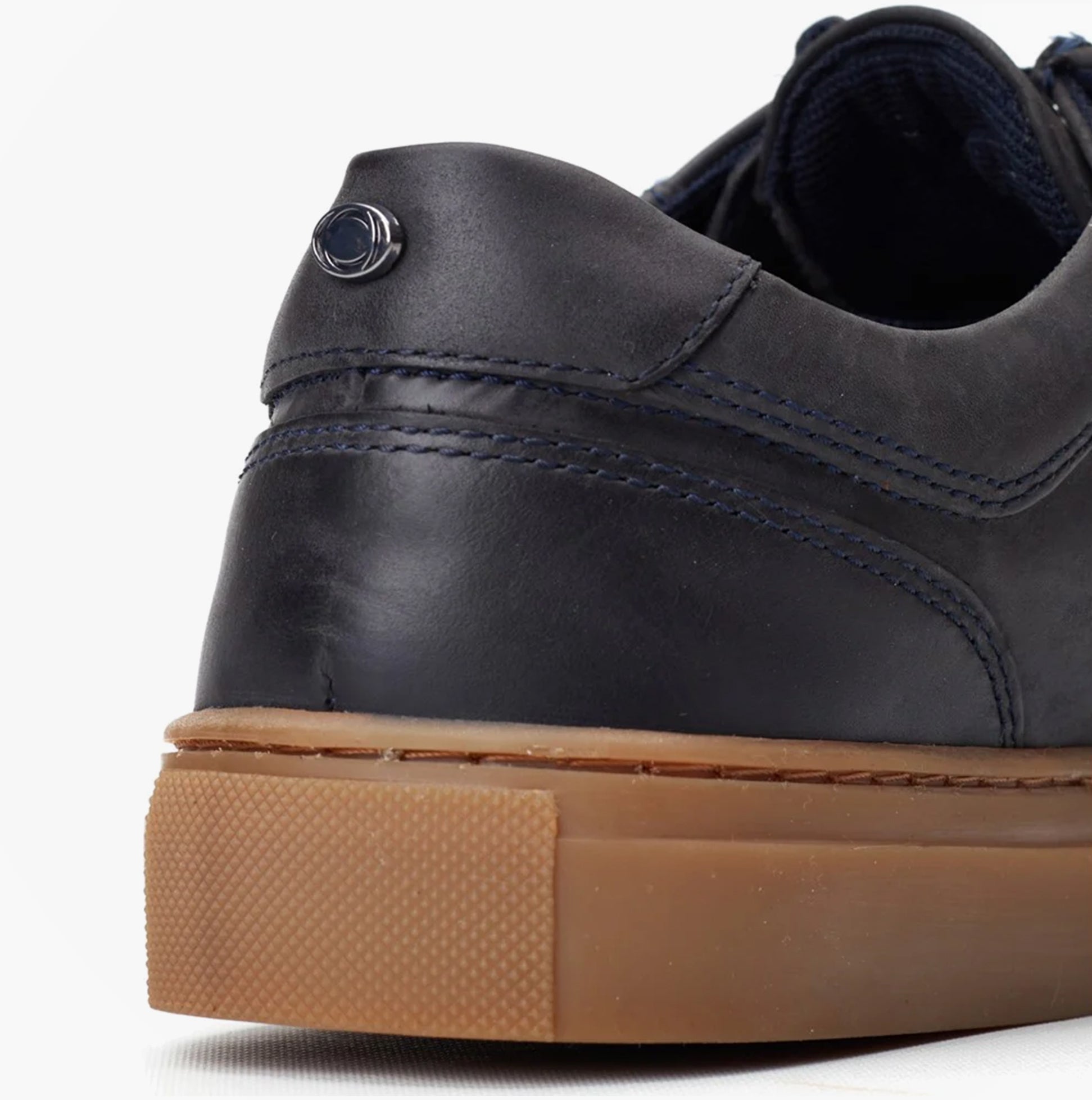 Base London DALSTON Mens Shoes Navy back view showing leather upper and rubber sole