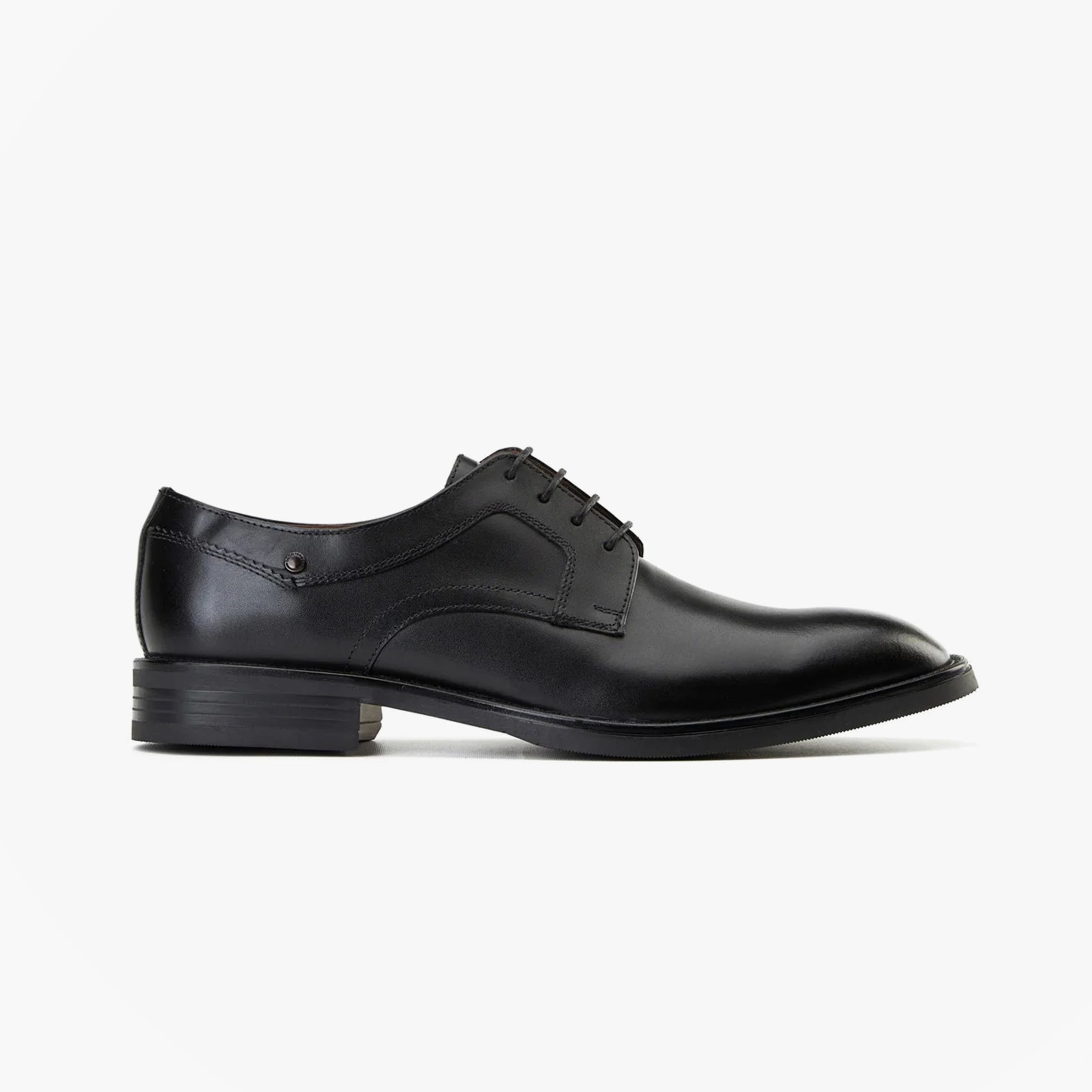 Base London SLEEVE Mens Shoes Black side view showing leather upper and lace-up closure.