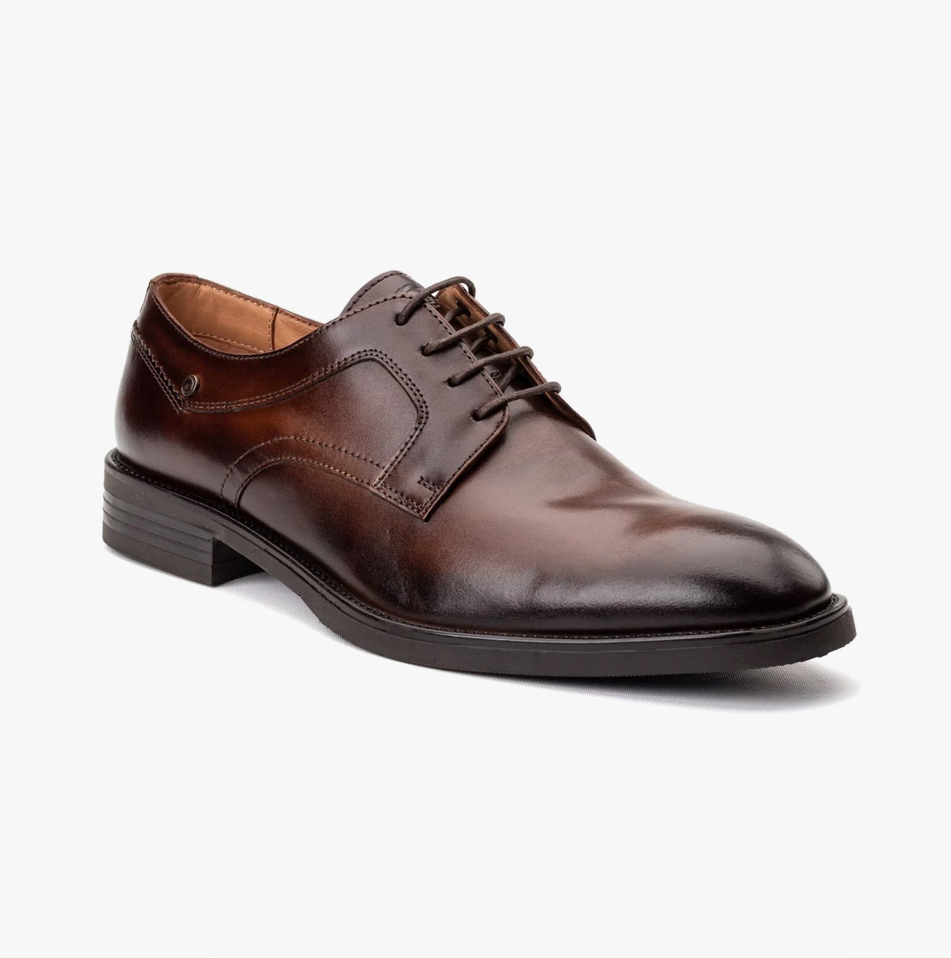 Base London SLEEVE Mens Shoes Brown side view featuring leather upper and lace-up design.