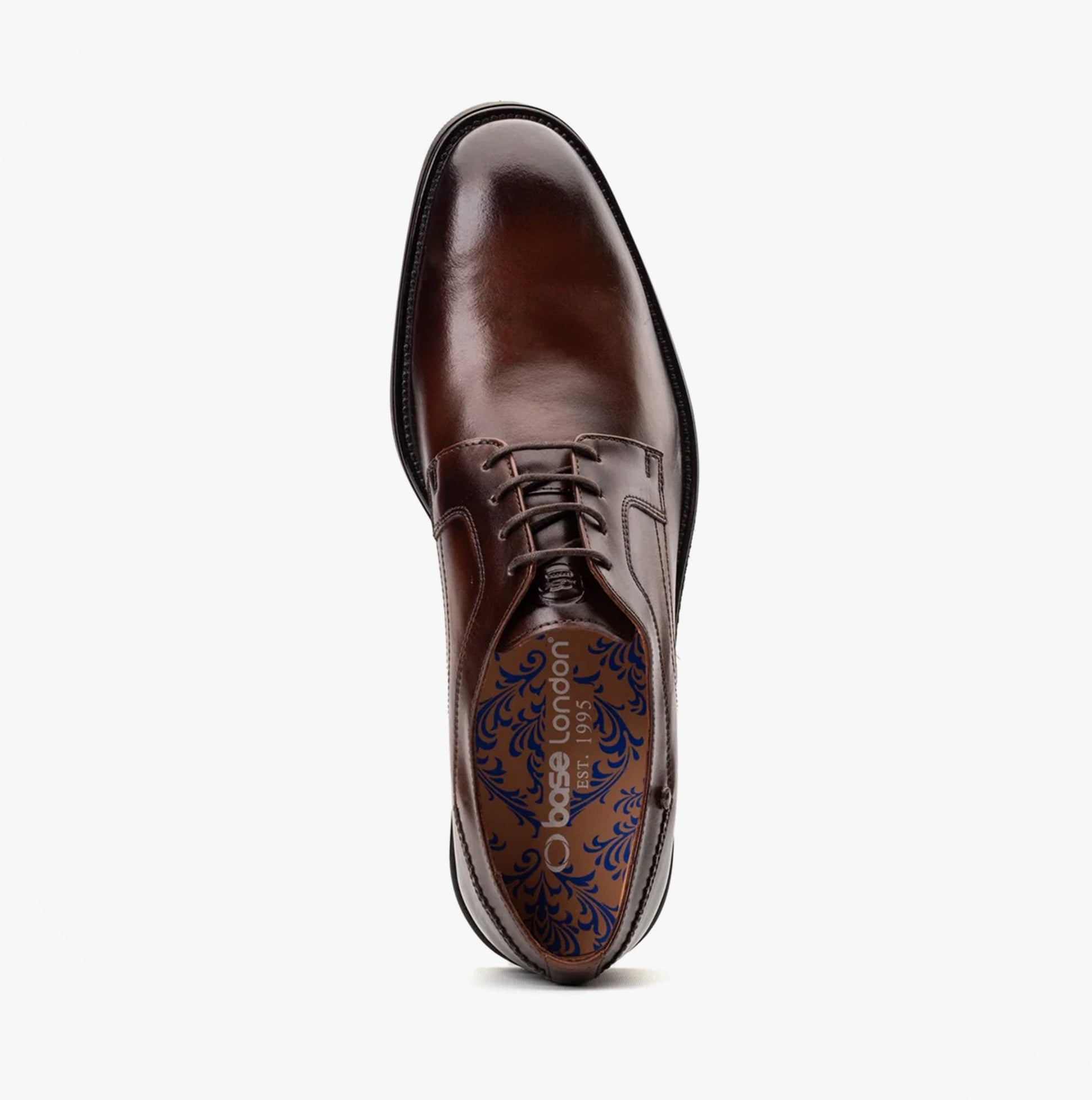 Base London SLEEVE Mens Shoes Brown top view showing leather upper and lace-up design