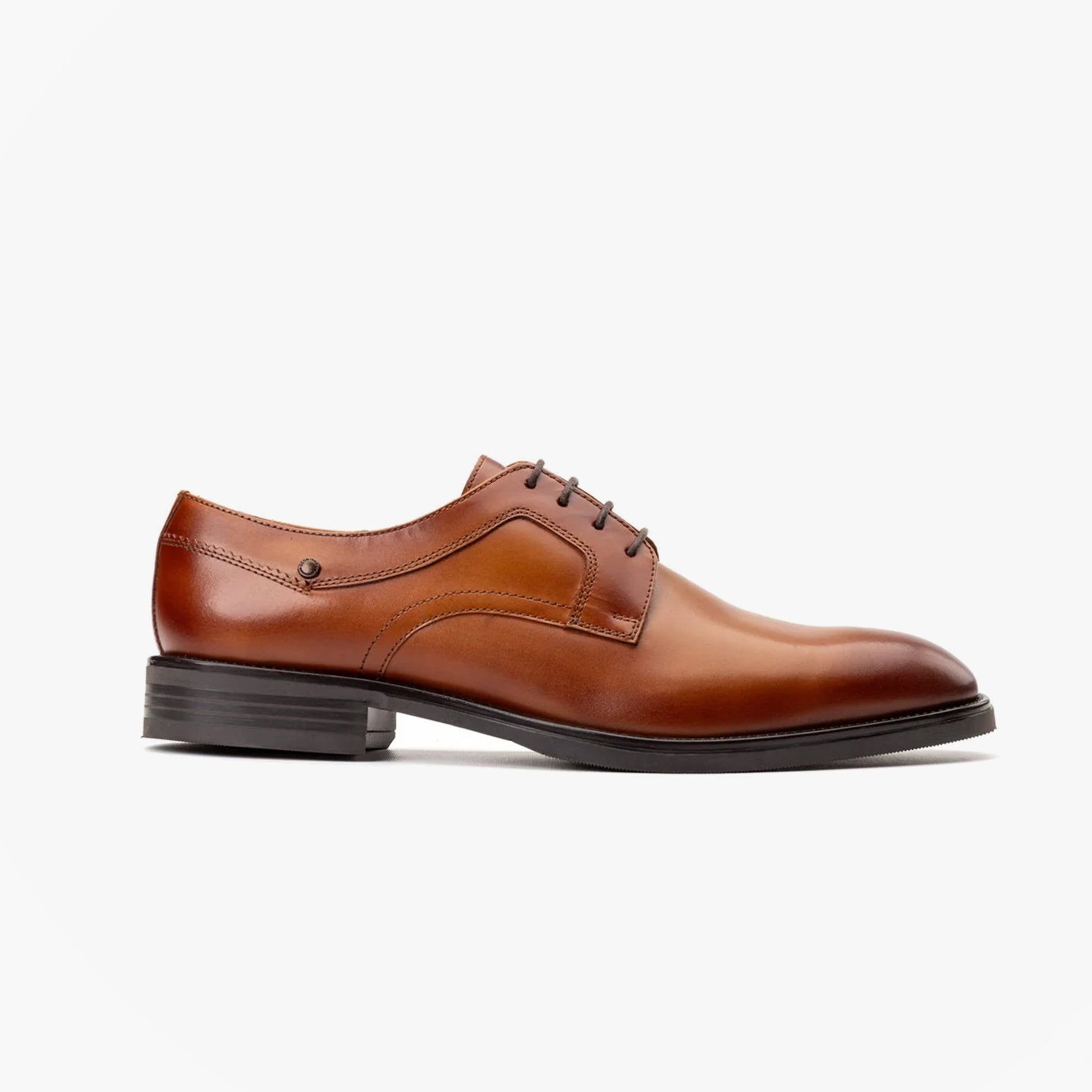 Base London SLEEVE Mens Shoes Tan side view showing smooth leather upper and lace-up design.