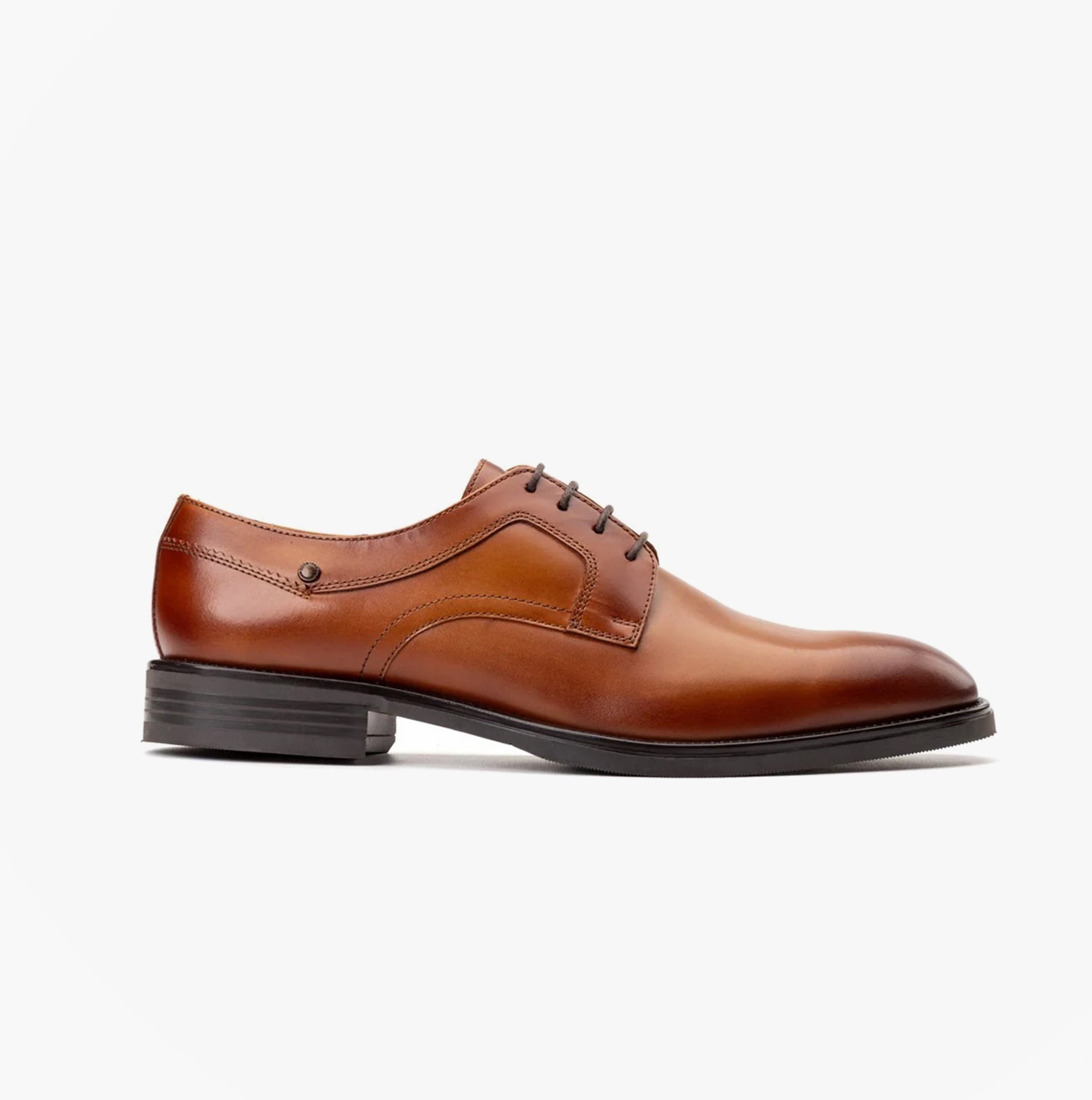 Base London SLEEVE Mens Shoes Tan side view showing smooth leather upper and lace-up design.