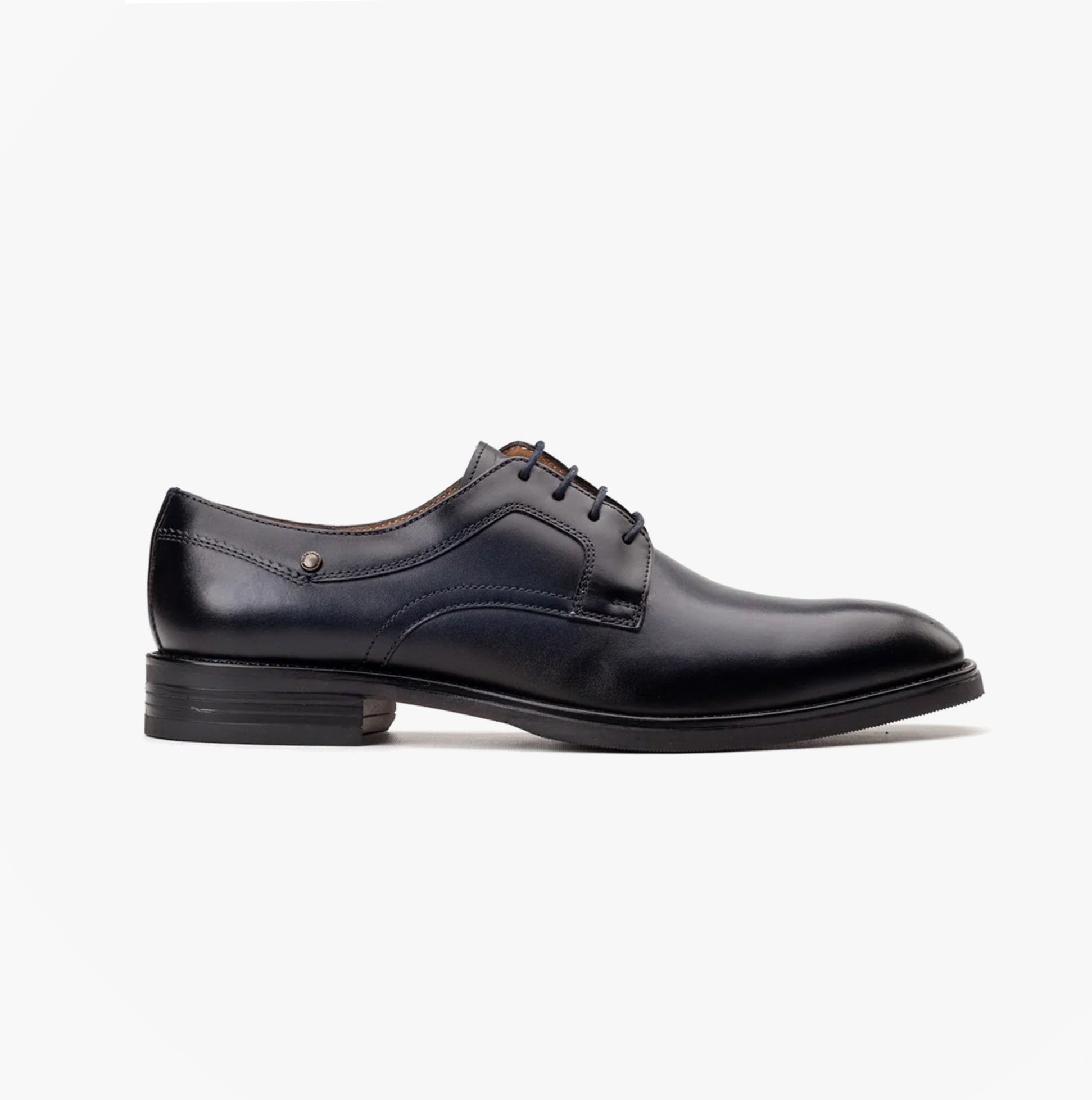 Base London SLEEVE Mens Shoes Navy side view showcasing leather upper and lace-up design.