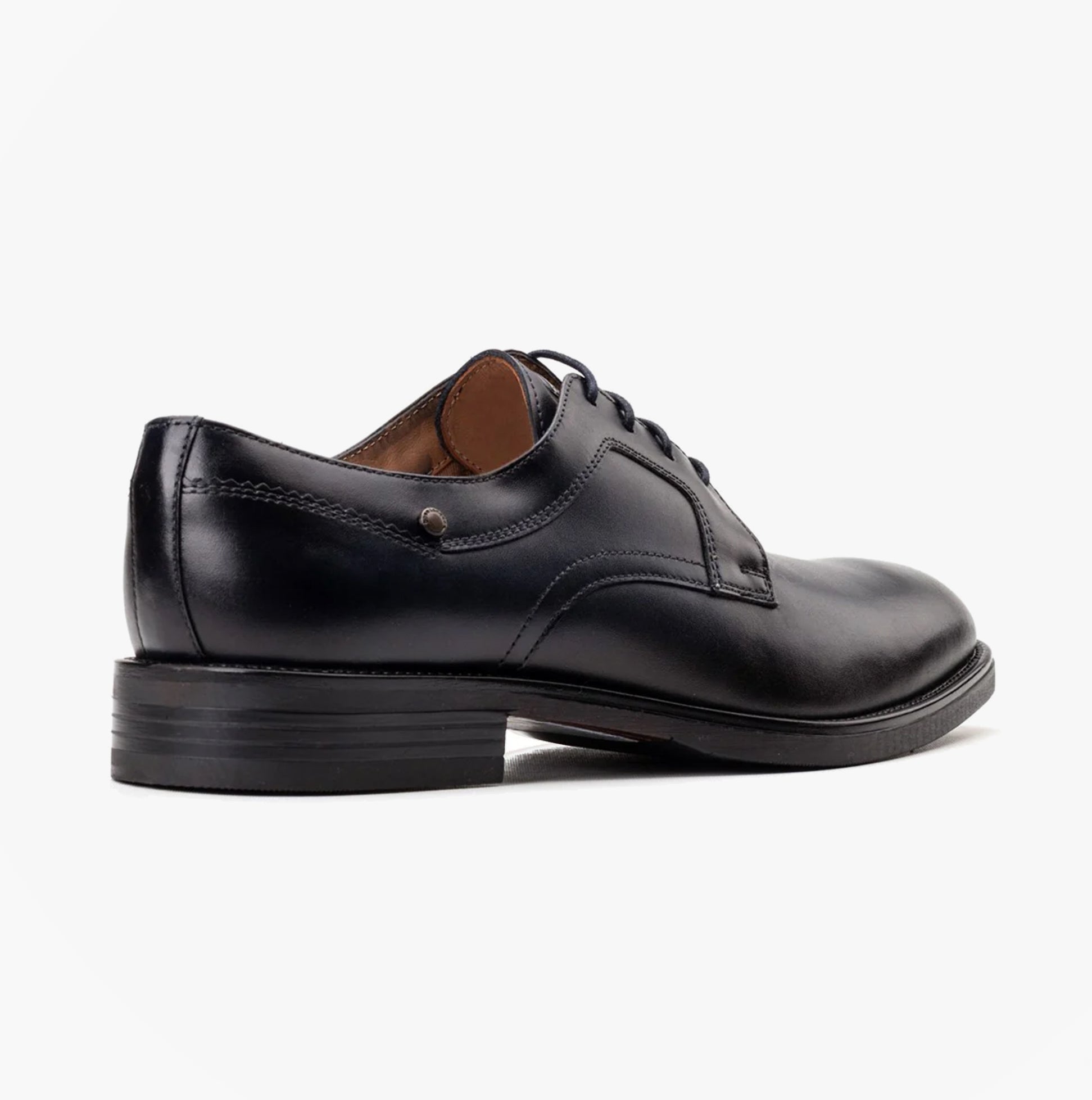 Base London SLEEVE Mens Shoes Navy side view showing sleek leather design and lace-up closure.