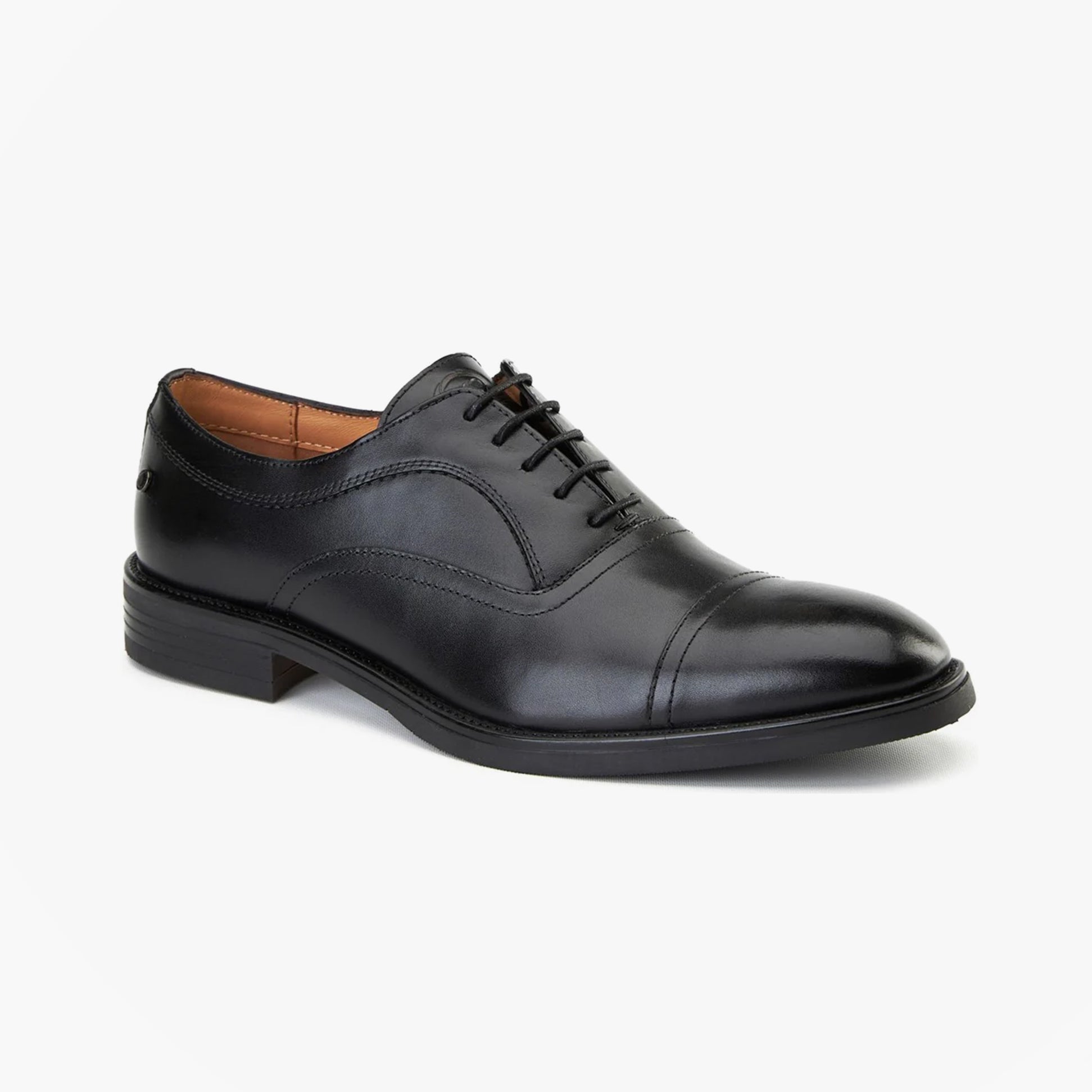 Base London LAPEL Mens Shoes Black side view showcasing leather upper and lace-up design.