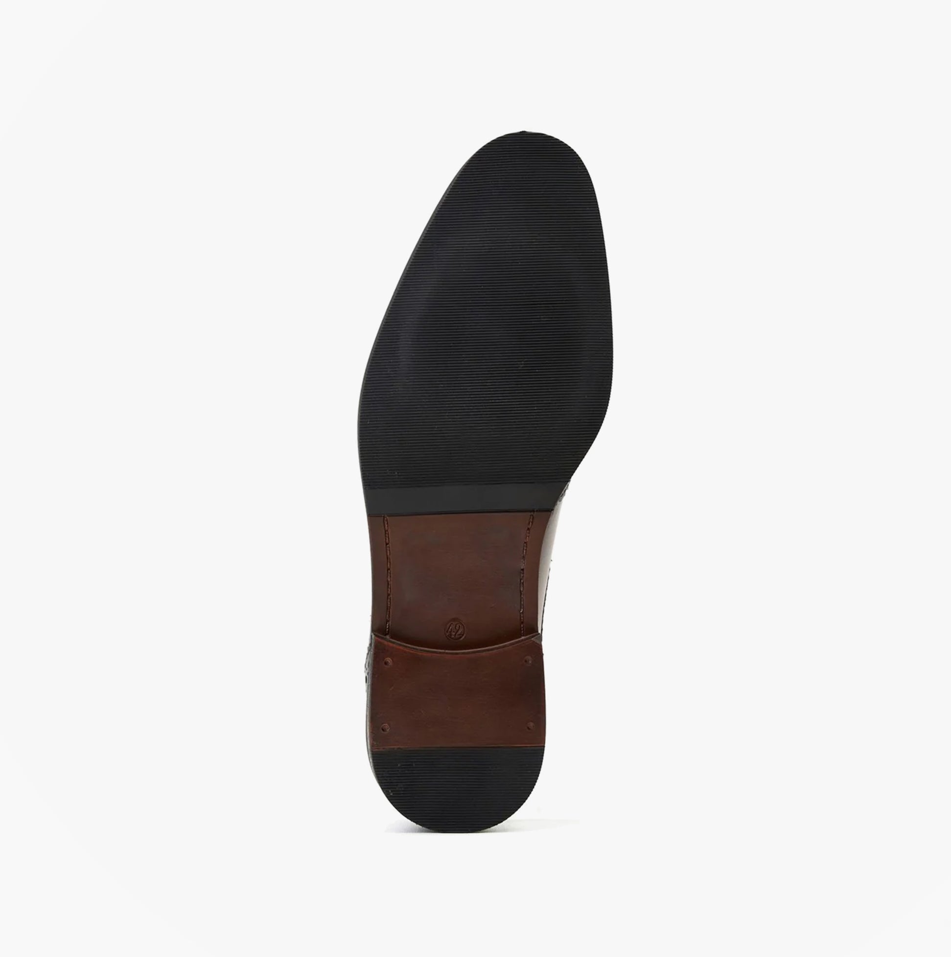 Base London LAPEL Mens Shoes Black bottom view showcasing the TPR sole, crafted from durable materials.