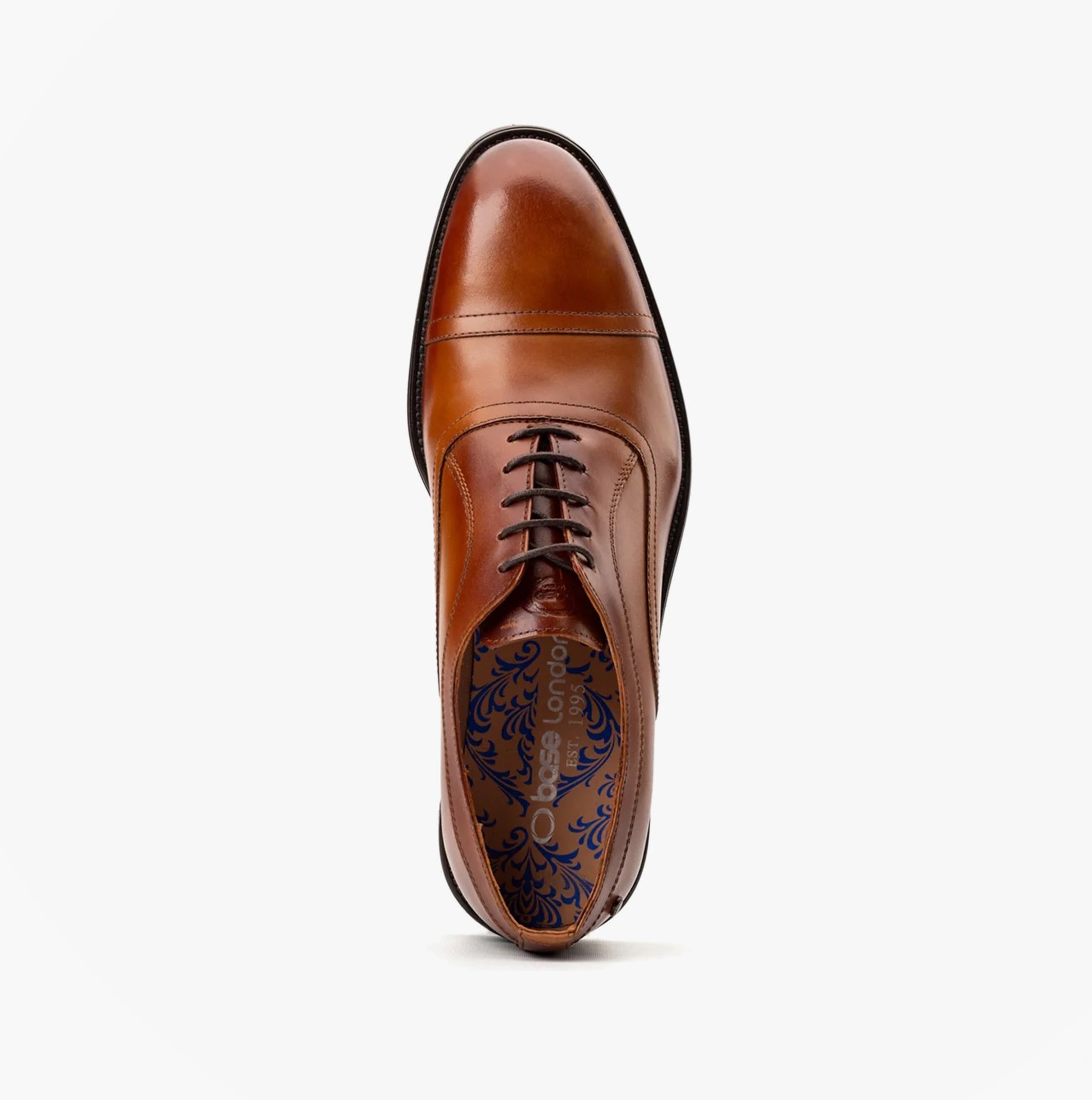 Base London LAPEL Mens Shoes Tan top view showcasing leather upper and lace-up design.