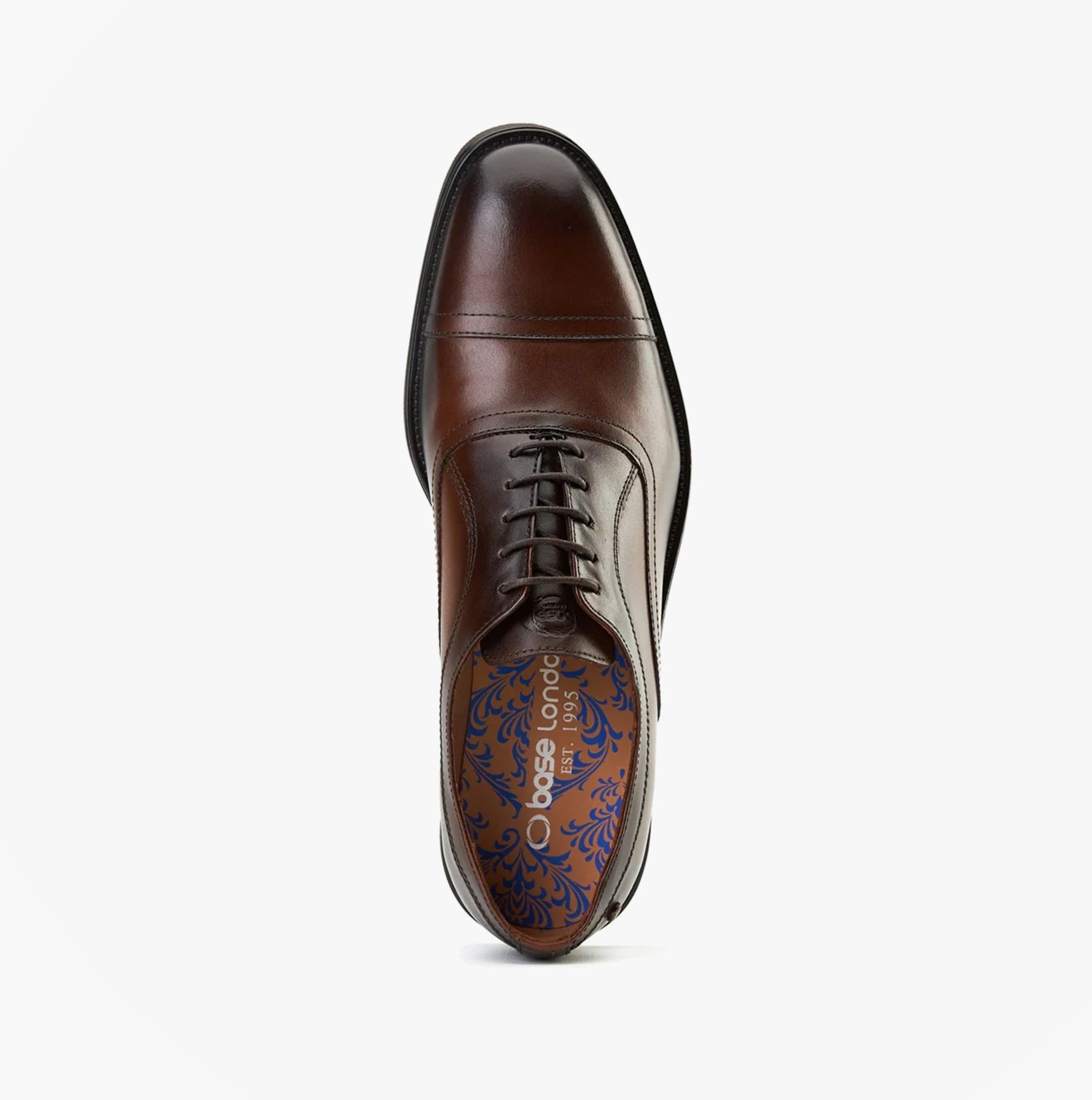 Base London LAPEL Mens Shoes Wine top view showing lace-up Oxford design and leather finish.