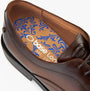 Base London LAPEL Mens Shoes Wine detail view of the shoe interior with logo and decorative insole design.