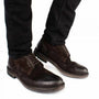 Base London NITROGEN Mens Shoes Greasy Brown side view worn with black jeans