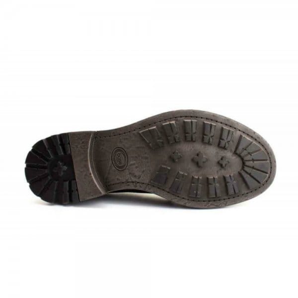 Base London NITROGEN Mens Shoes Greasy Brown bottom view showcasing rubber sole and tread design.