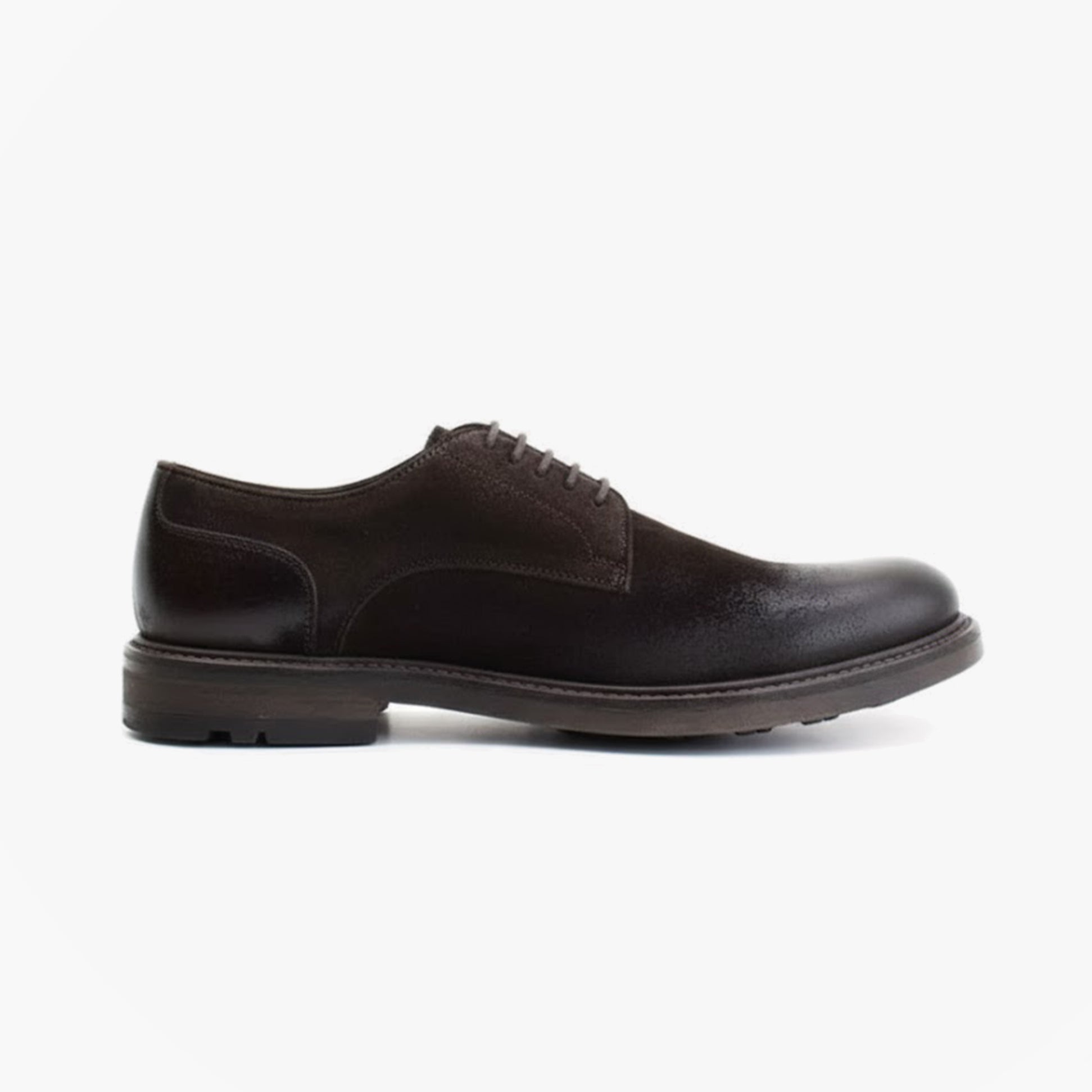 Base London NITROGEN Mens Shoes Greasy Brown side view showing leather upper and lace-up closure.
