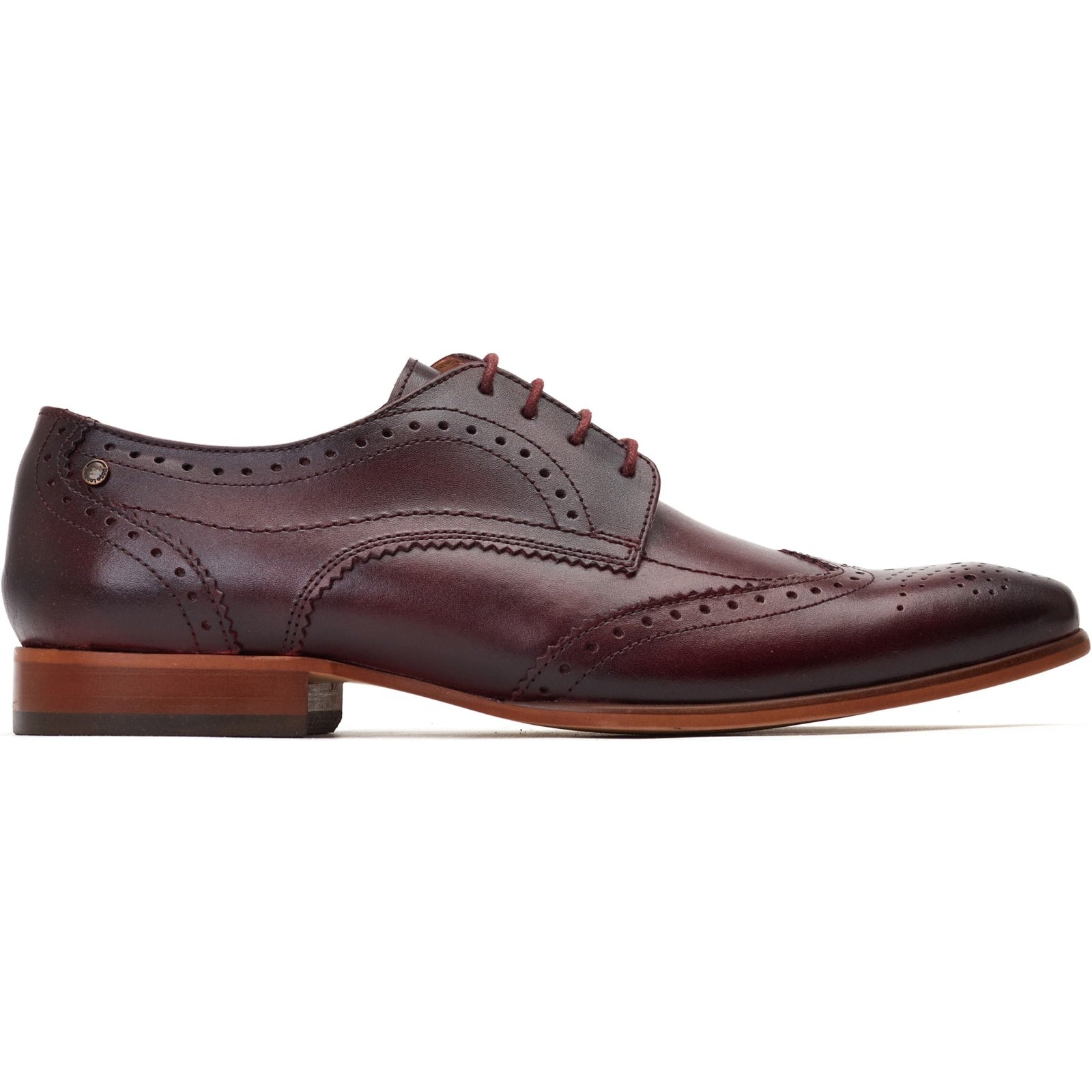 Base London BARBERA Mens Brogue Shoes Dark Red