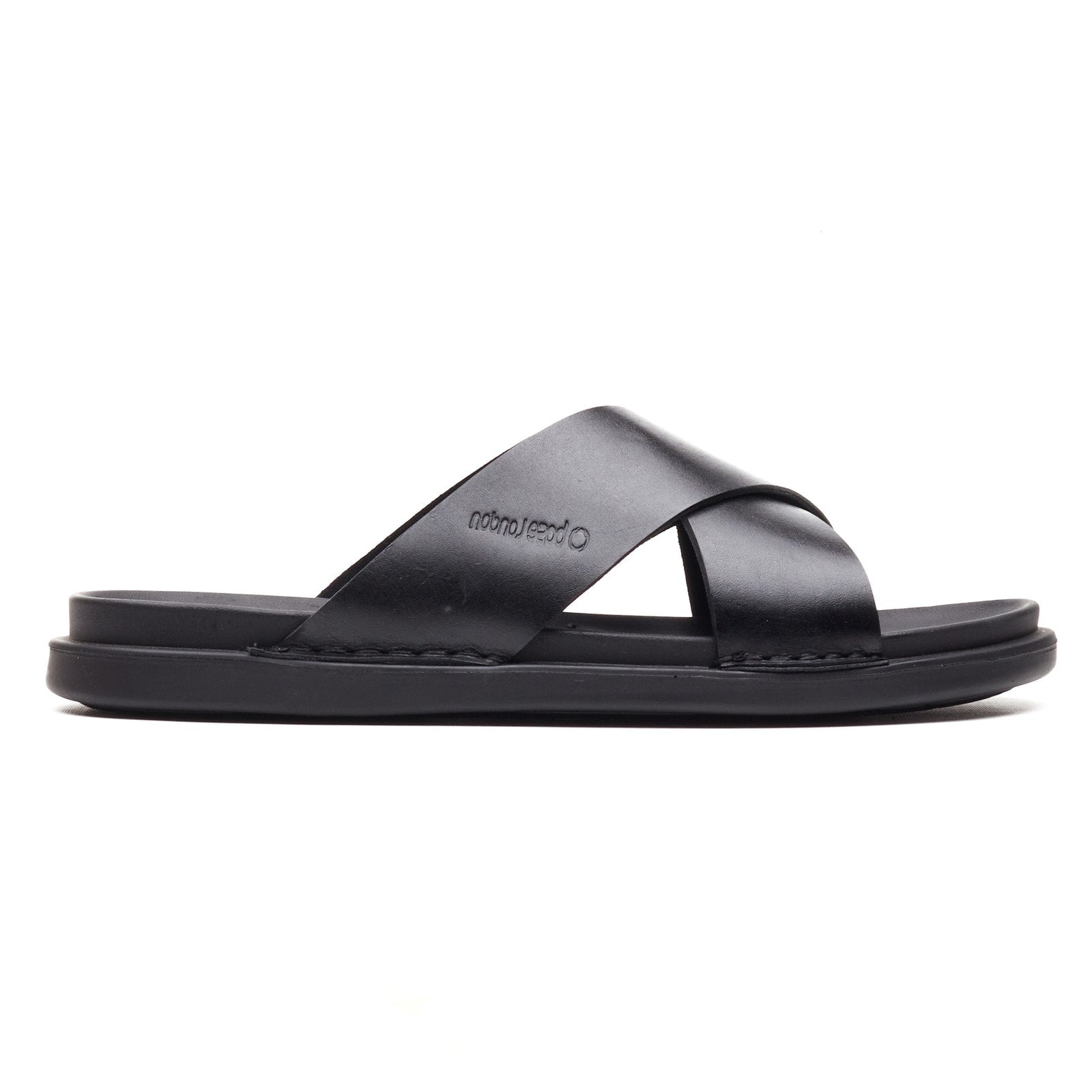 Base London DRIFT Mens Cross Strap Sandals Black