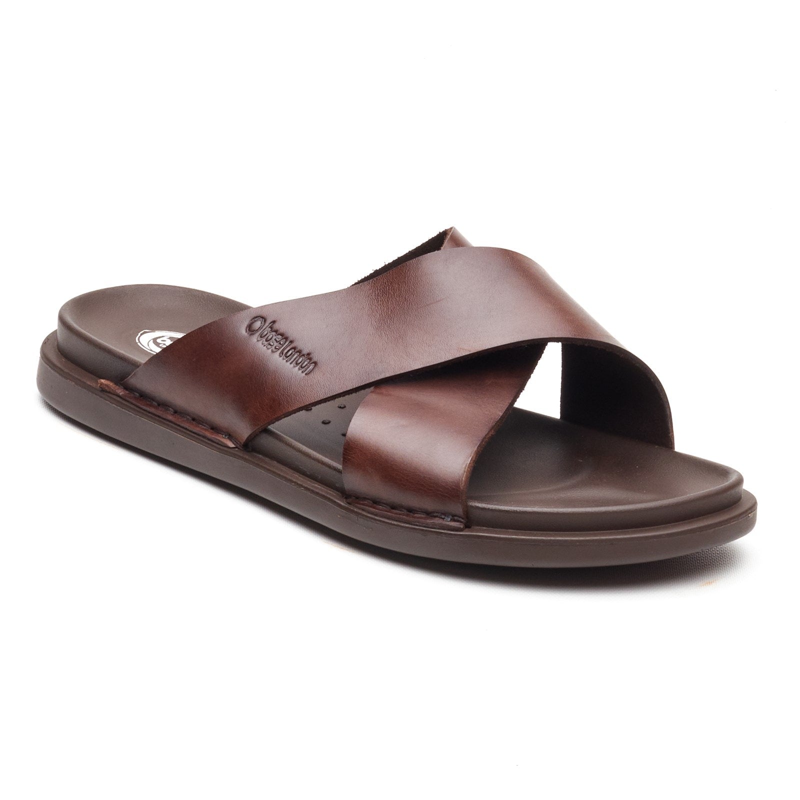 Base London DRIFT Mens Cross Strap Sandals Brown