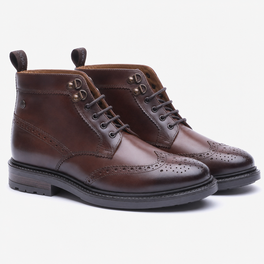 Base London FOSTER TOE CAP BOOT Mens Ankle Boots Brown