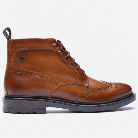 Base London FOSTER TOE CAP BOOT Mens Ankle Boots Tan