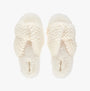 Bedroom Athletics NICKI Womens Faux Fur Slipper Sliders Cream top view with soft faux fur and cross strap design.