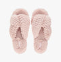 Bedroom Athletics NICKI Womens Faux Fur Slipper Sliders Dusky Pink top view soft faux fur design