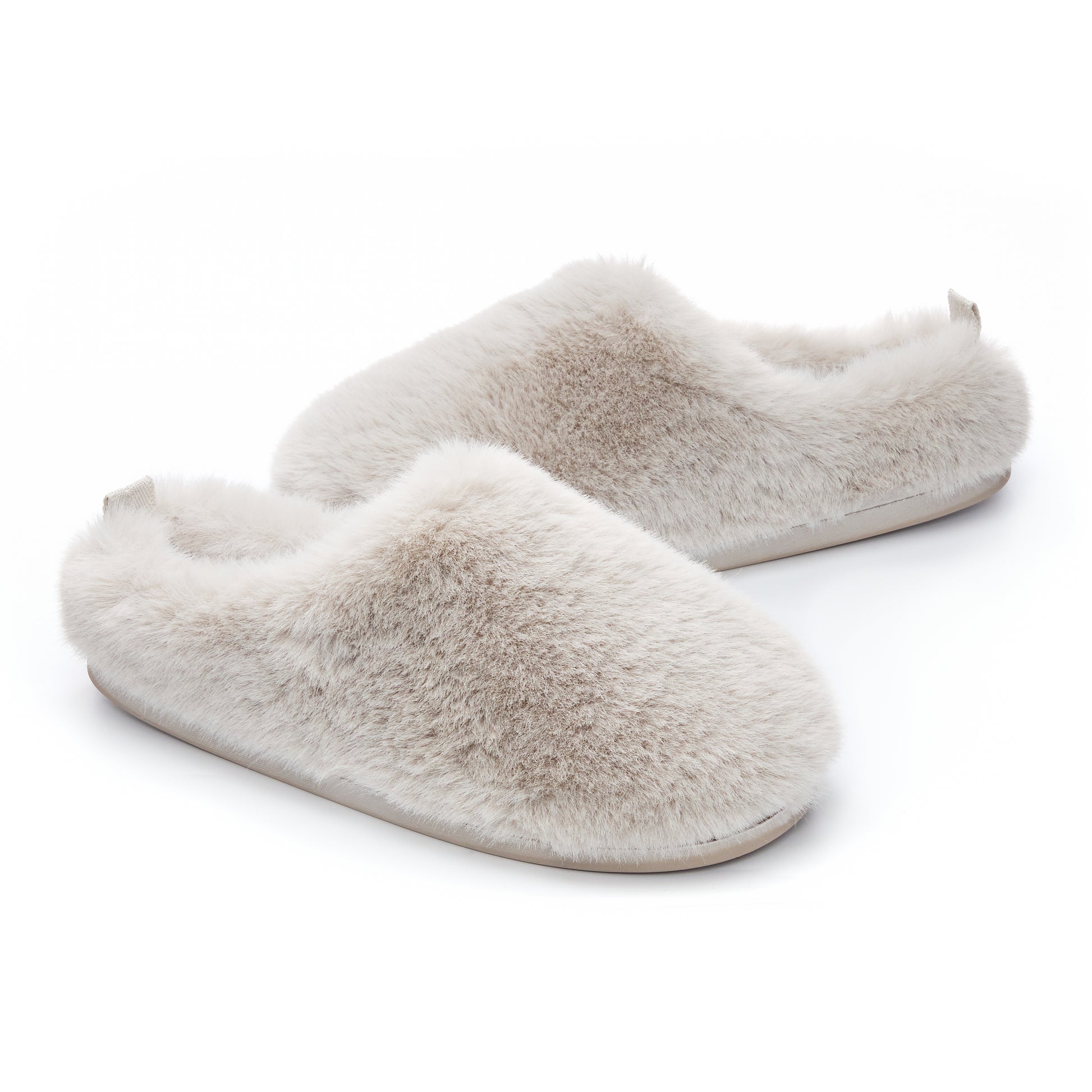 Bedroom Athletics ARIANA Womens Slipper Boots Trace Grey side view of comfy faux fur slippers