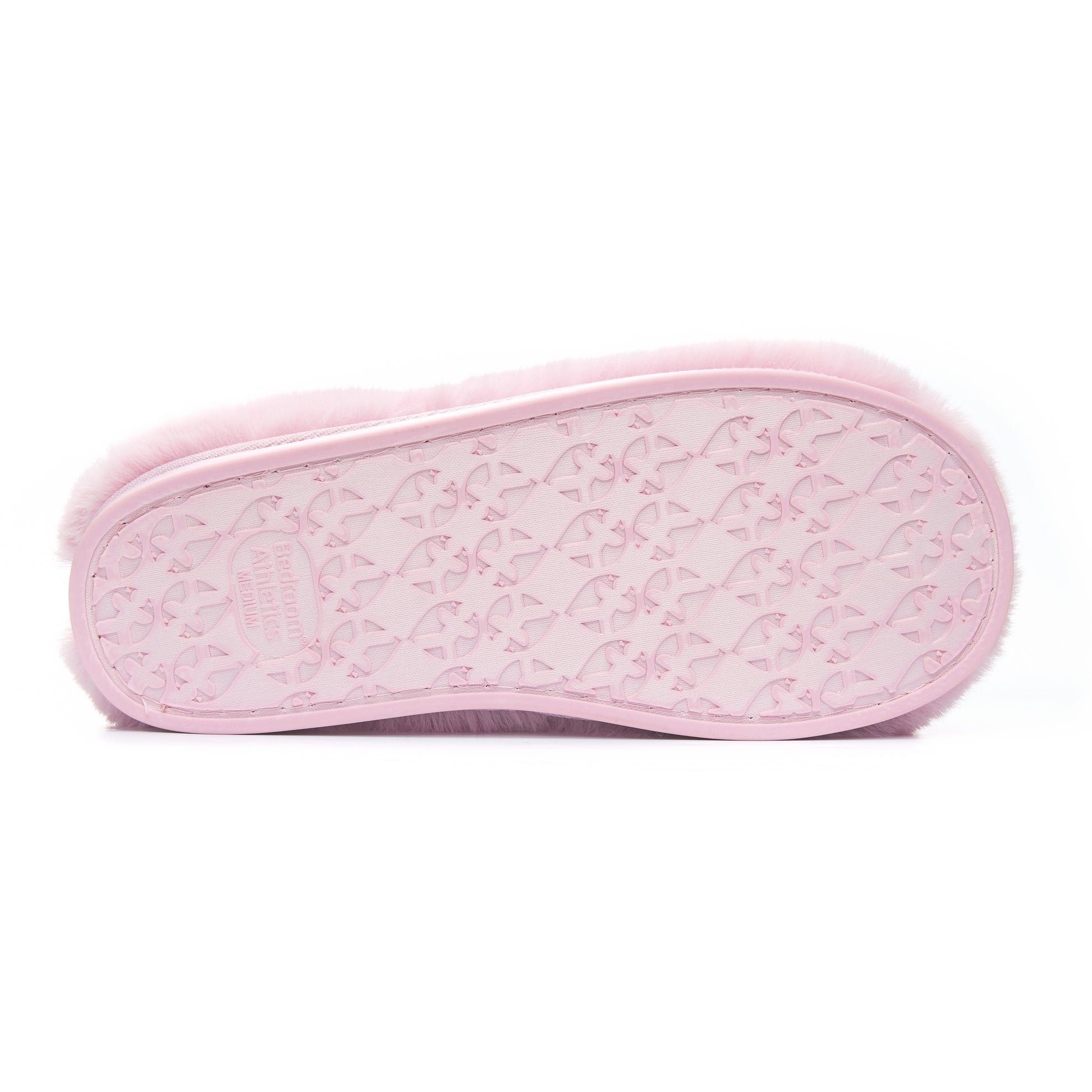 Bedroom Athletics ARIANA Womens Slipper Boots Pink bottom view, showing the TPR sole and soft faux fur design.