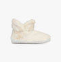 Bedroom Athletics HARRIET Womens Slipper Boots Cream side view, faux fur upper, round toe, comfortable pull-on ankle design.