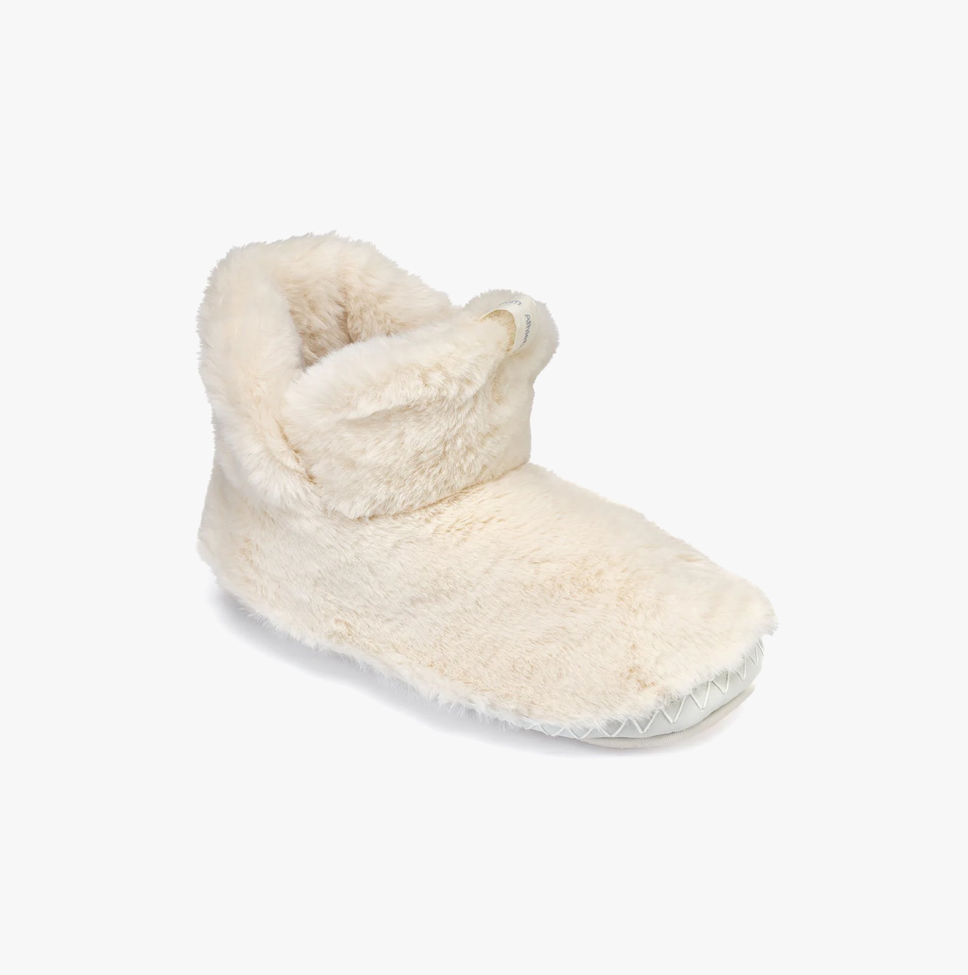 Bedroom Athletics HARRIET Womens Slipper Boots Cream side view showcasing faux fur upper and round toe design.
