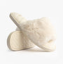 Bedroom Athletics ERIN Womens Slipper Sliders Cream side view showcasing soft faux fur and rubber sole.