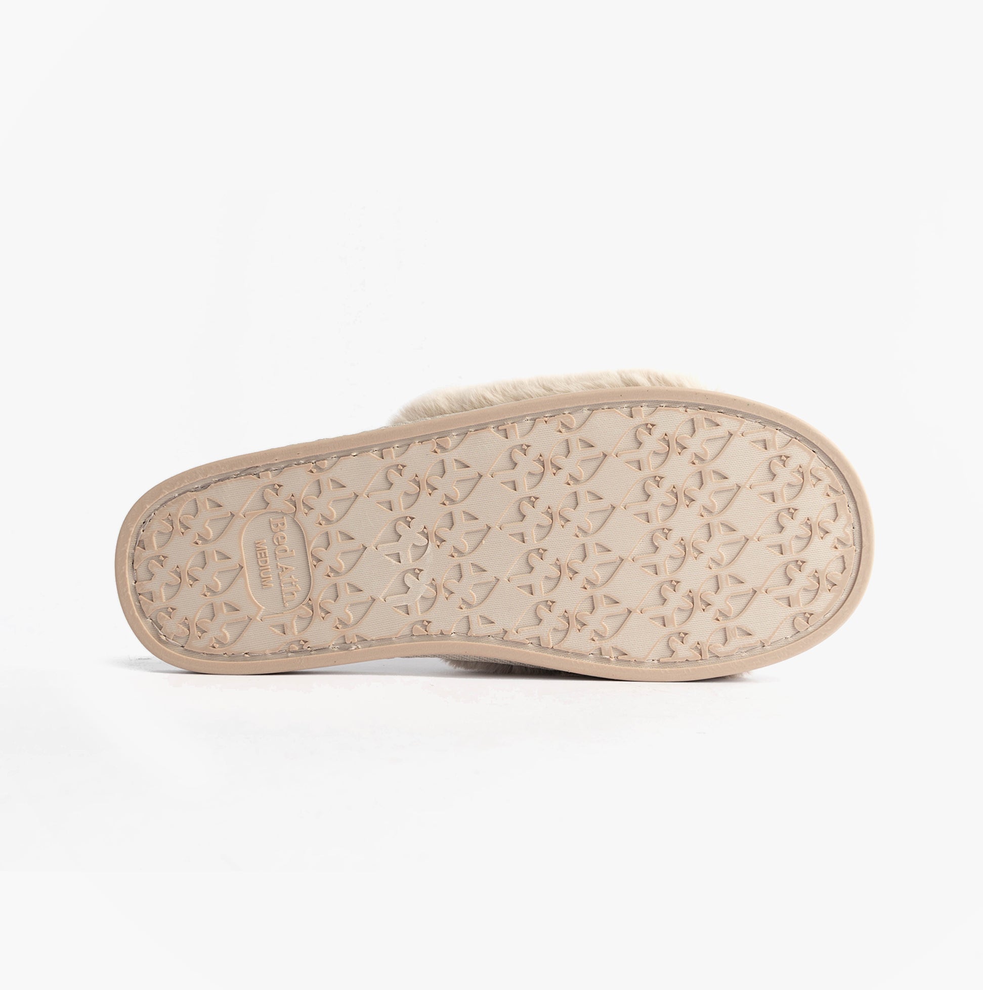 Bedroom Athletics ERIN Womens Slipper Sliders Light Grey bottom view showing rubber sole and tread pattern.