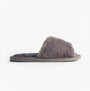 Bedroom Athletics ERIN Womens Slipper Sliders Ink side view with faux fur and rubber sole.