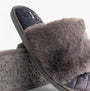 Bedroom Athletics ERIN Womens Slipper Sliders Ink side view with faux fur upper and contrasting rubber sole.