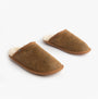 Bedroom Athletics KIEFER Mens Mule Slippers Distressed Coffee side view of slippers on a white background.