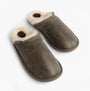 Bedroom Athletics KIEFER Mens Mules Slippers Distressed Tea side view showing soft sheepskin lining.