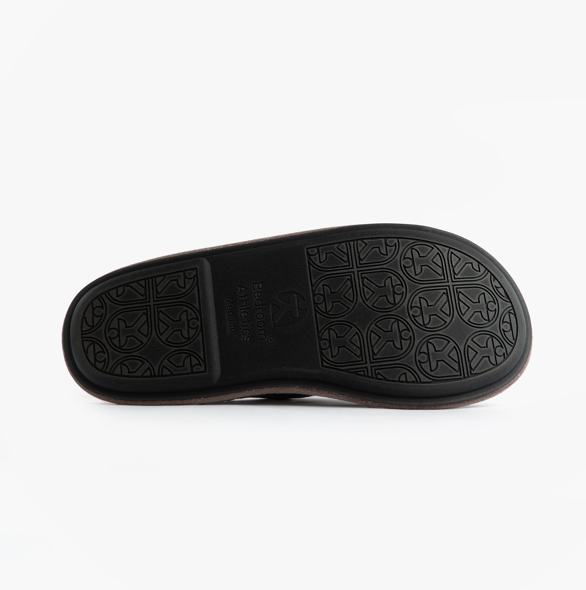 Bedroom Athletics KIEFER Mens Mules Slippers Distressed Tea, underside view showing textured TPR sole.