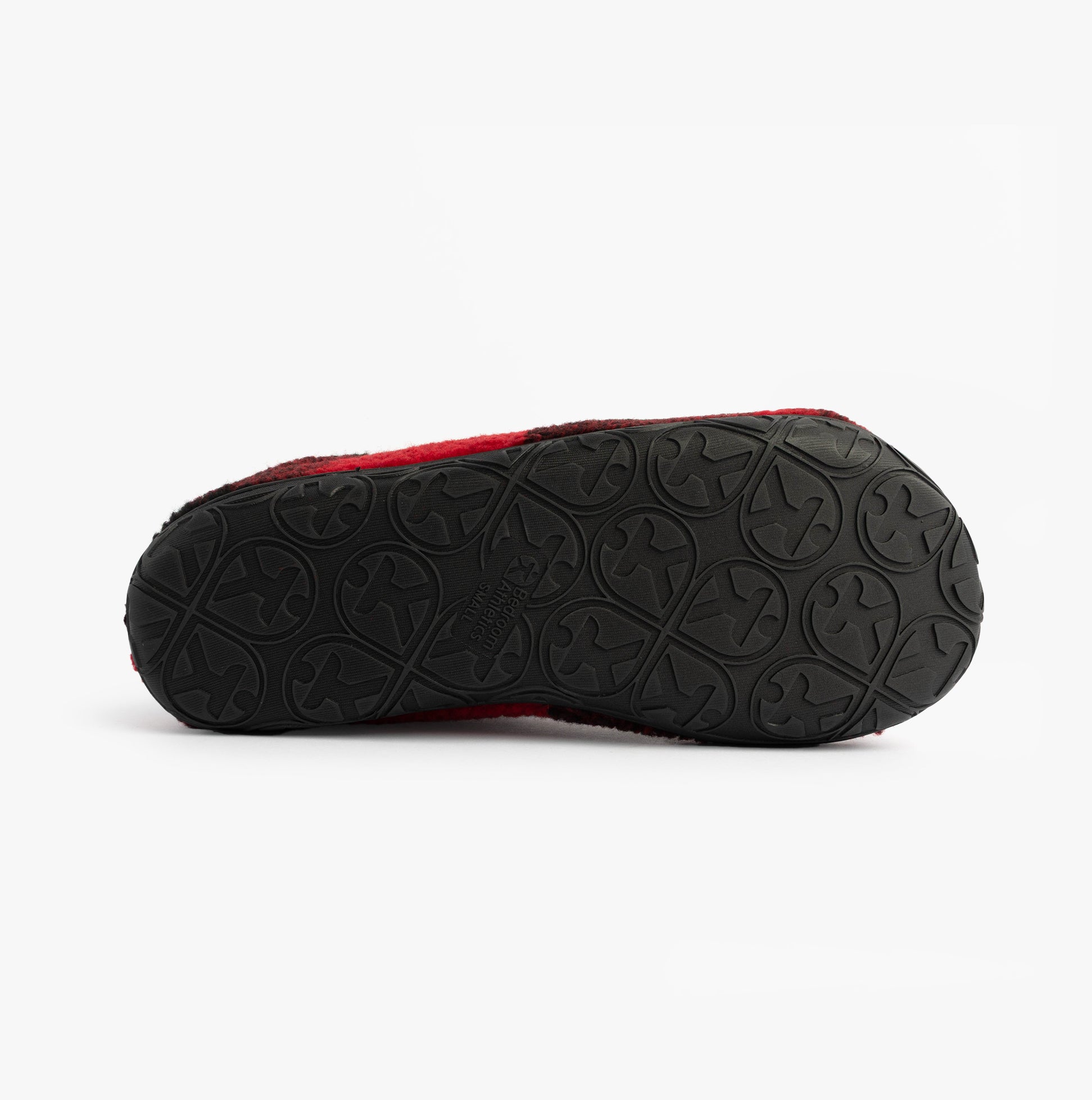 Bedroom Athletics NEESON Mens Sherpa Boots Red / Black Check bottom view showing synthetic sole details.