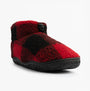 Bedroom Athletics NEESON Mens Sherpa Boots Red / Black Check side view showing faux fur upper and synthetic sole.