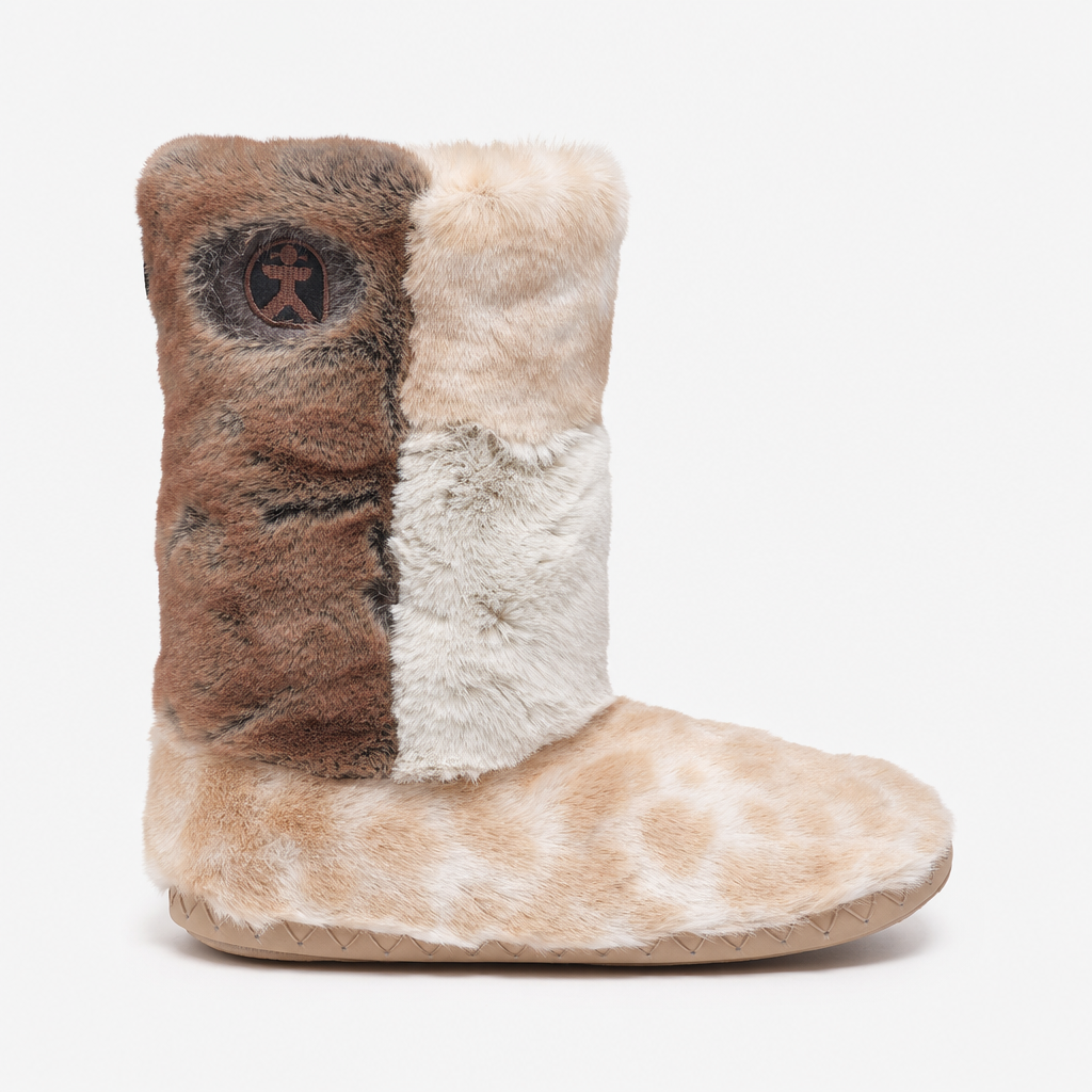Bedroom Athletics FLORENCE Womens Slipper Boots Patchwork Caramel Leopard