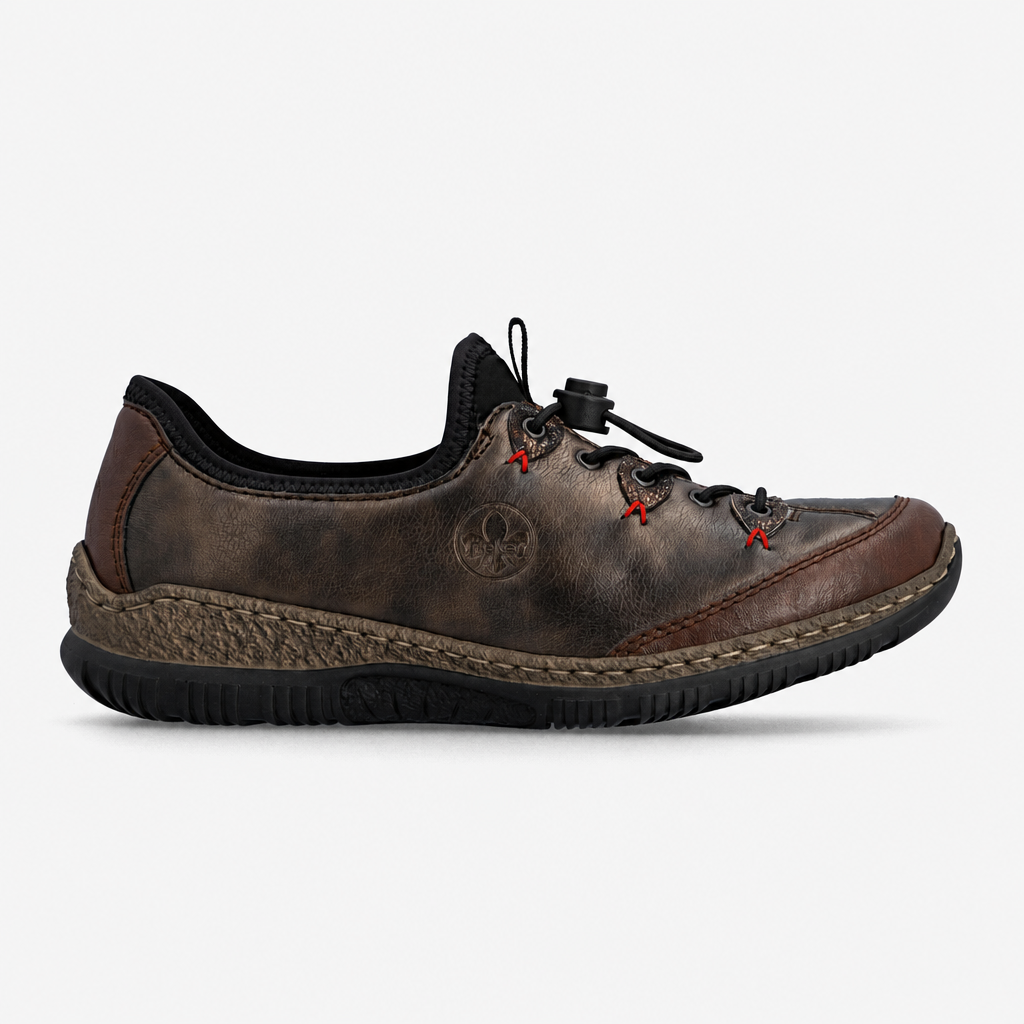Rieker N3271 Womens Slip-On Trainers Chestnut/Antique/Black