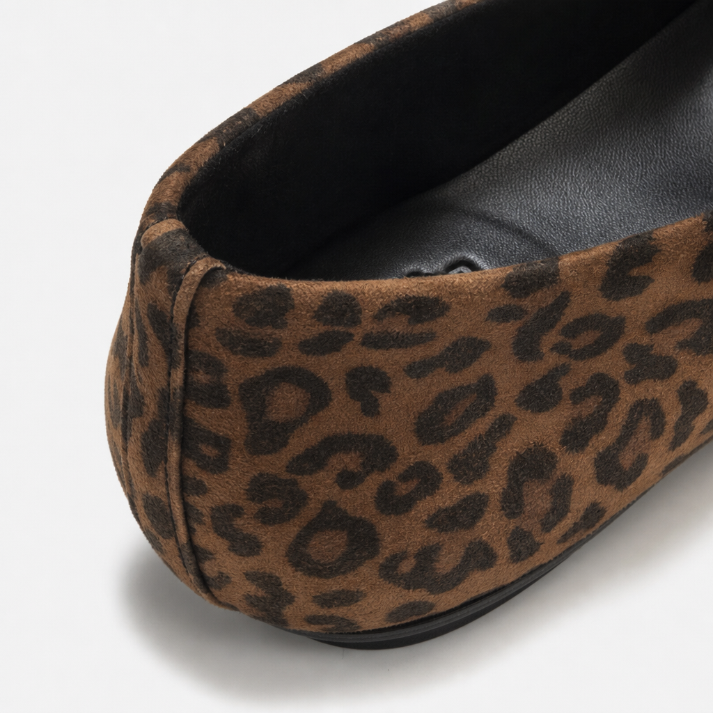 FitFlop DELICATO SUEDE LEOPARD Womens Ballerina Shoes Tan/Black