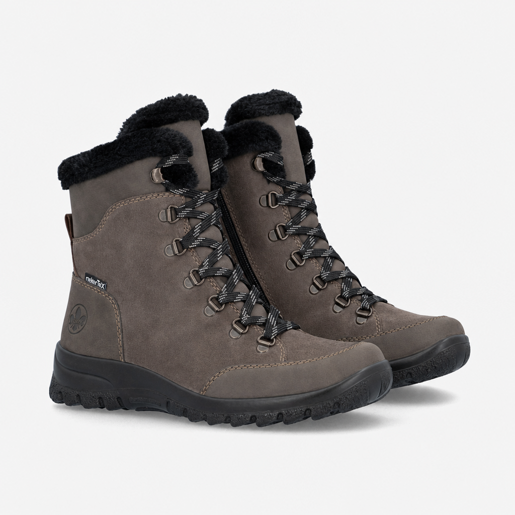 Rieker L7168 Womens Ankle Boots Mahogany/Black
