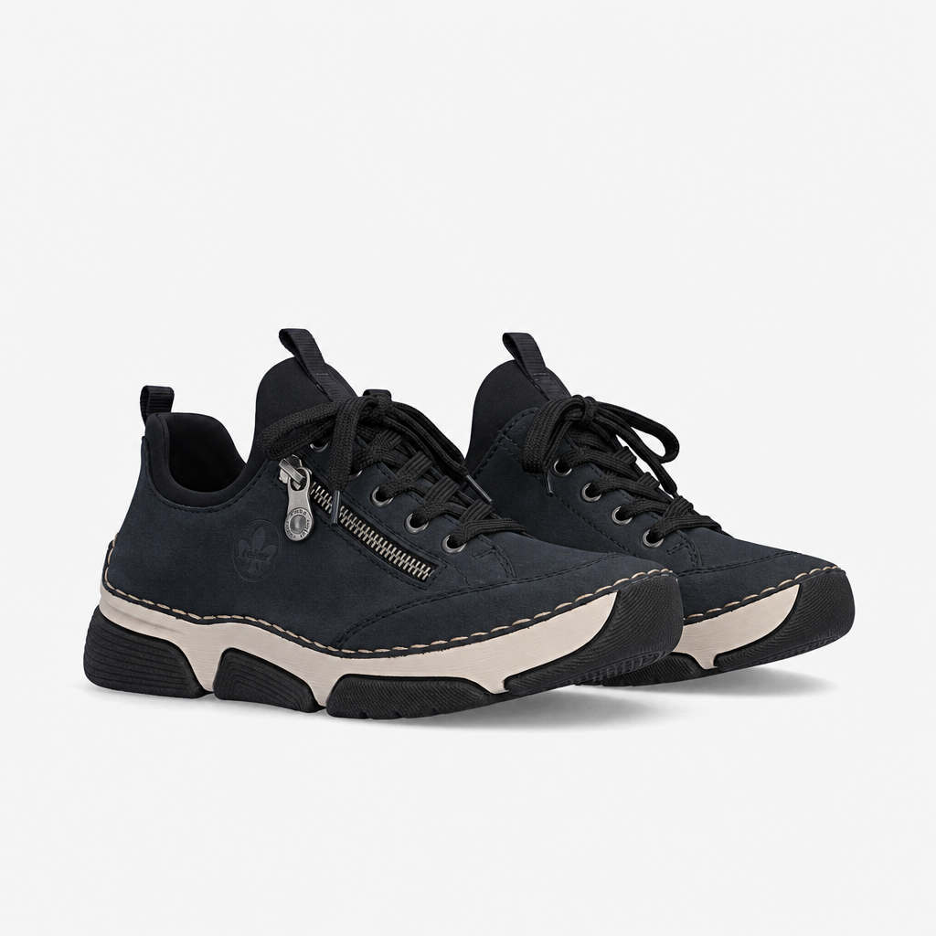 Rieker 45973 Womens Slip-On Trainers Pacific/Black