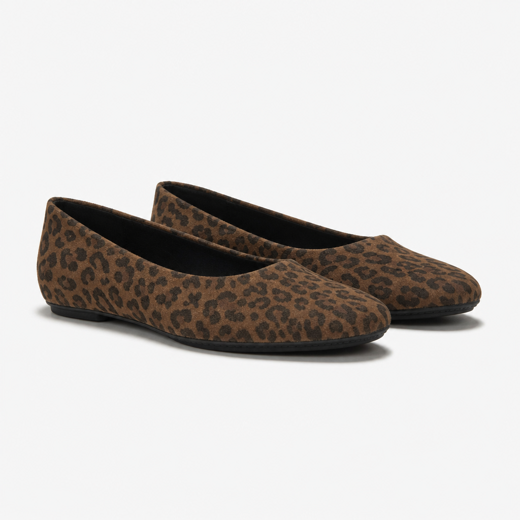 FitFlop DELICATO SUEDE LEOPARD Womens Ballerina Shoes Tan/Black